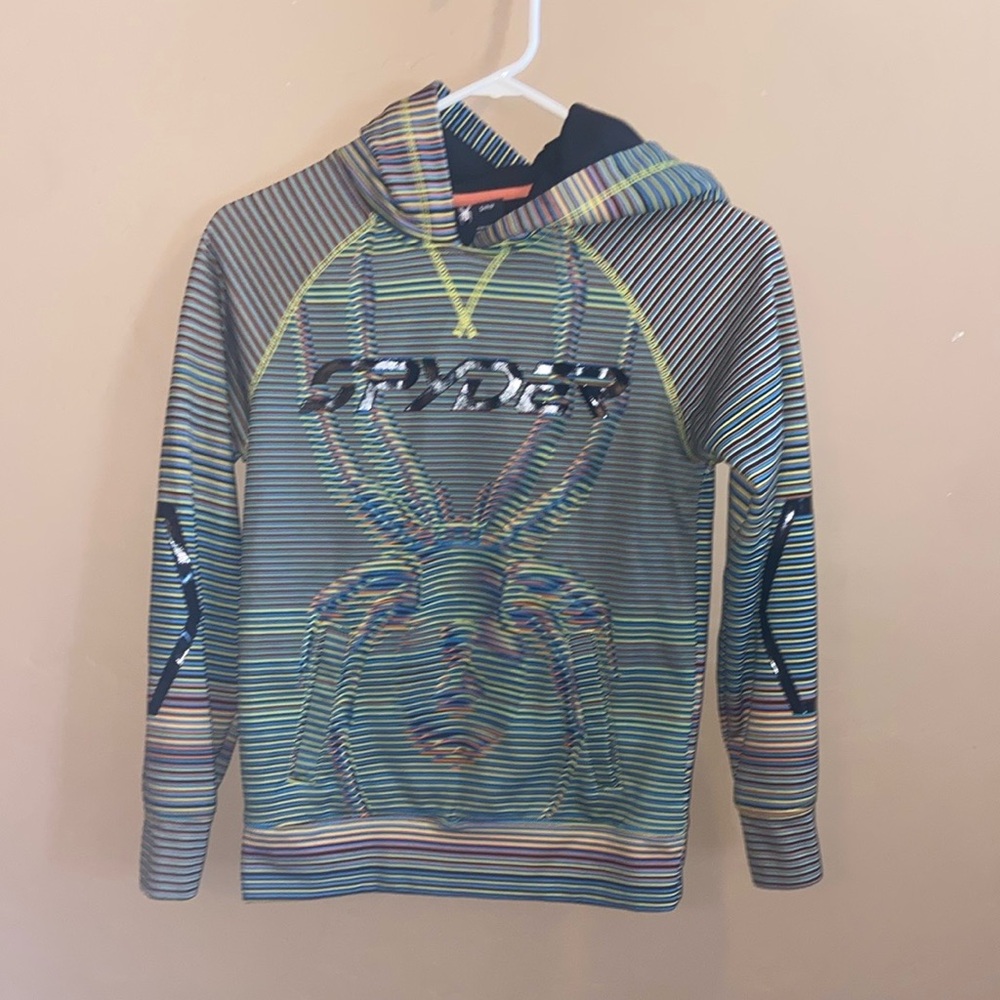Spyder Hoodie Neon stripes multi color pullover size small